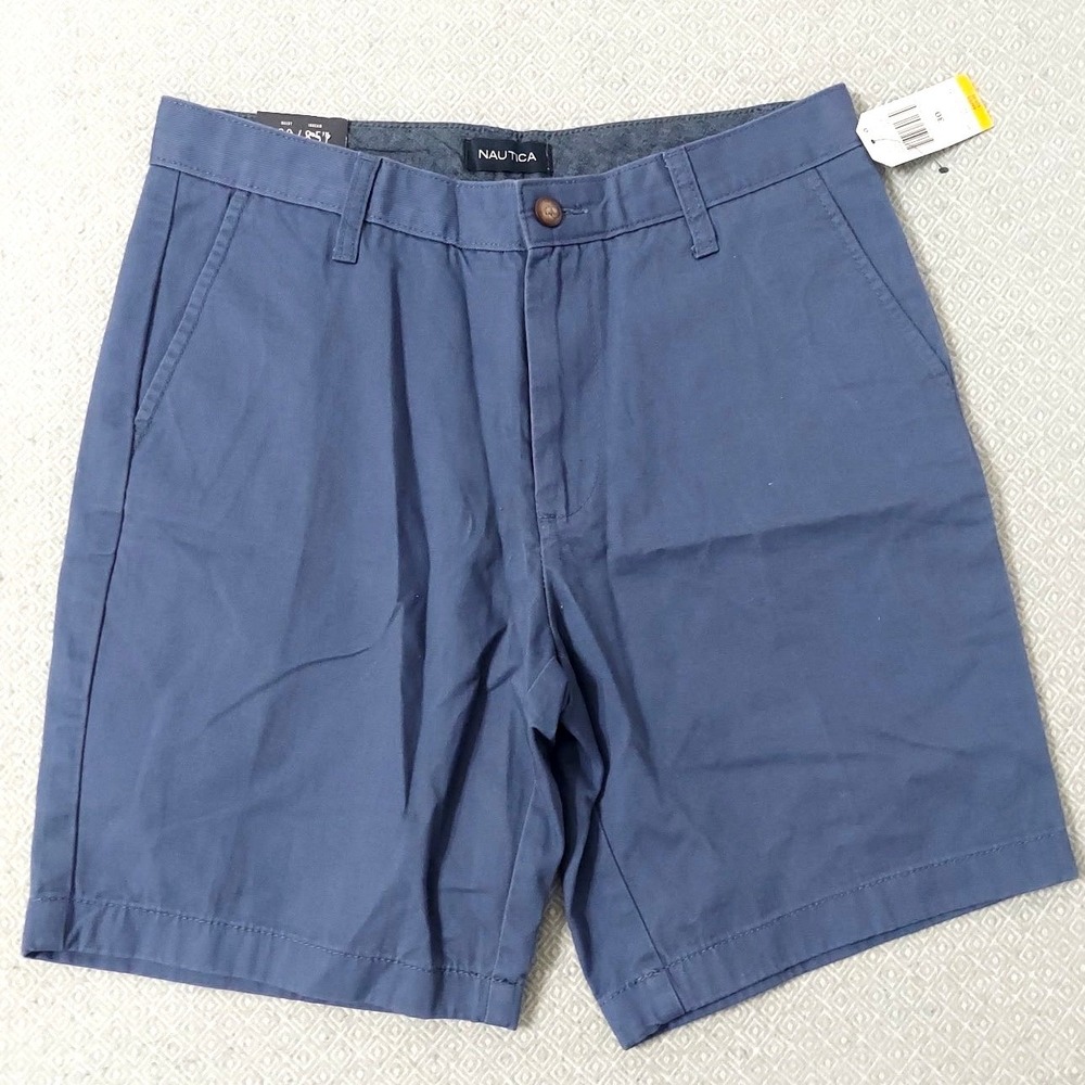 Nautica Shorts Mens 30 Blue Deck Short Classic Fit 8.5 Inseam Cotton Twill Chino